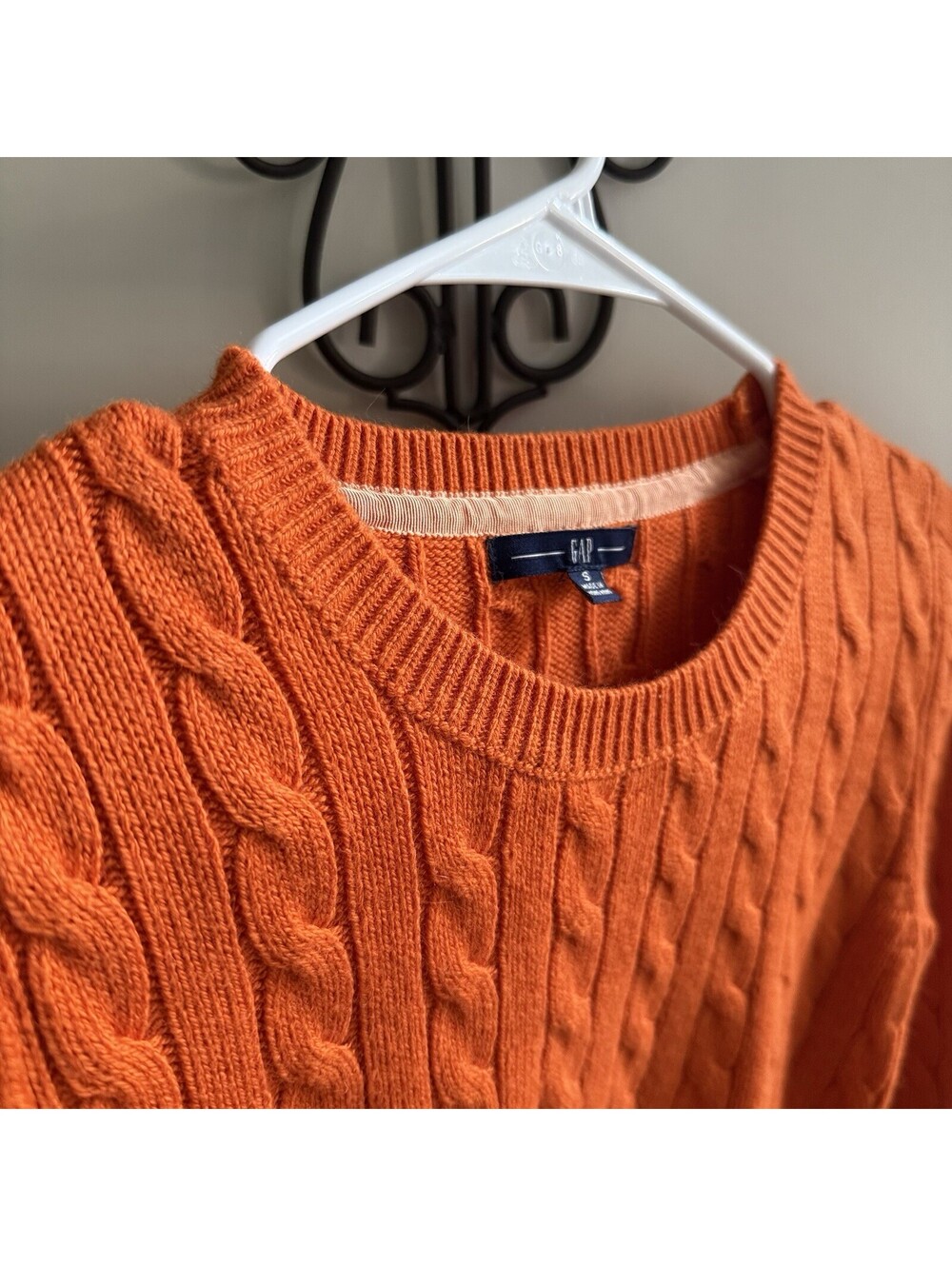 Gap Womens S Orange Cable Knit Crew Neck Long Sleeve Pullover Sweater - Picture 4 of 8